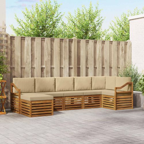 Комплект секционен диван с възглавница 7 pcs Натурален и Бежов