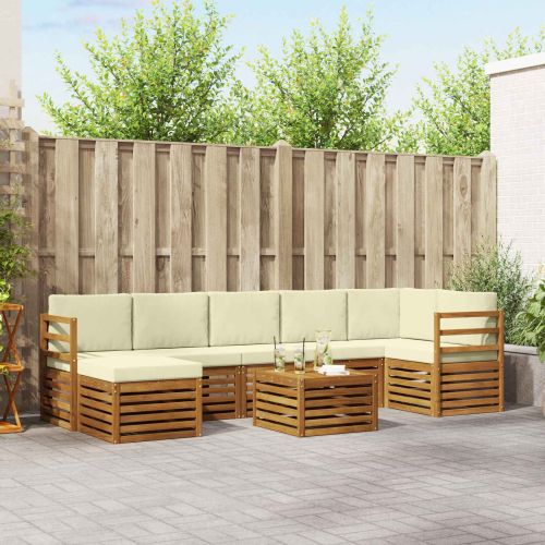 Комплект дивани за открито 8 pcs Натурален и Крема
