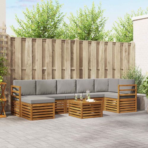 Комплект дивани за открито 8 pcs Естествено и светло сиво