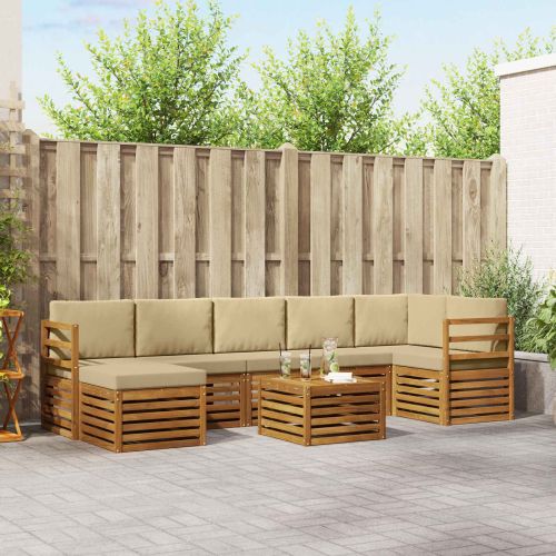 Комплект дивани за открито 8 pcs Натурален и Бежов