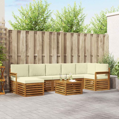 Комплект дивани за открито 8 pcs Натурален и Крема