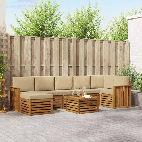Комплект дивани за открито 8 pcs Натурален и Бежов