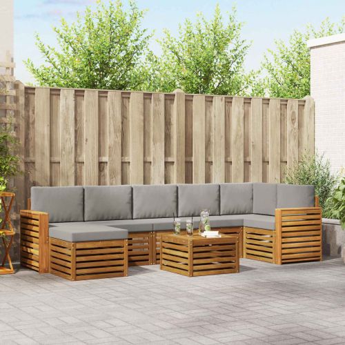 Комплект дивани за открито 8 pcs Естествено и светло сиво