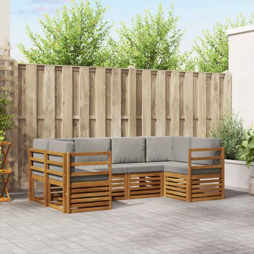 Комплект секционен диван 6 pcs Естествено и светло сиво