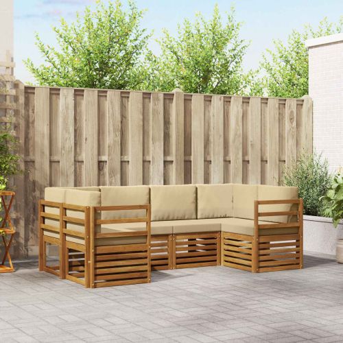 Комплект секционен диван с възглавница 6 pcs Естествен