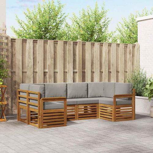 Комплект секционен диван 6 pcs Естествено и светло сиво