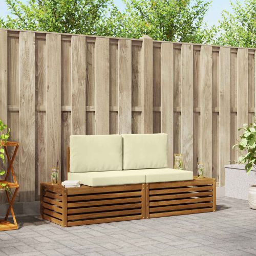 Комплект дивани за открито 2 Брой Натурален и Крема