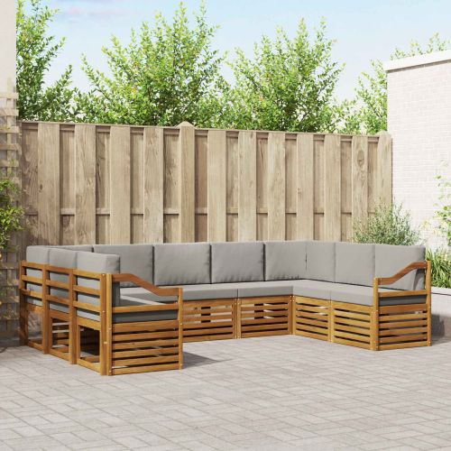 Комплект секционен диван 9 pcs Естествено и светло сиво