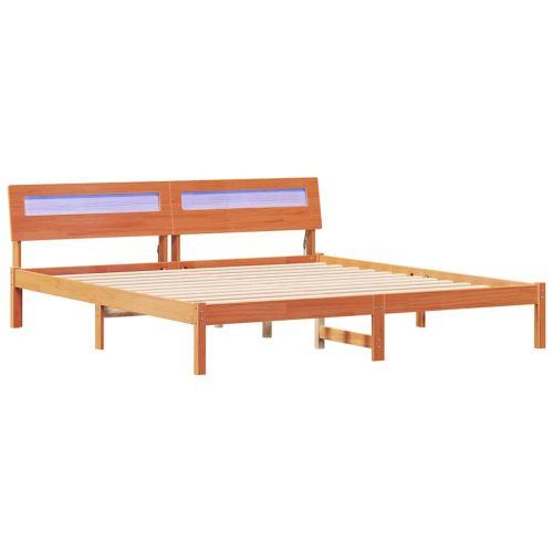 Рамка за легло Кафяво 200 x 200 cm Солидно борово дърво