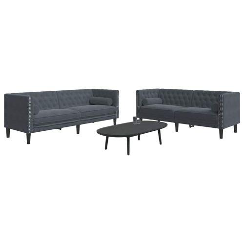Диван за всекидневна 2 pcs Тъмен сив 194 x 74,5 x 70,5 см