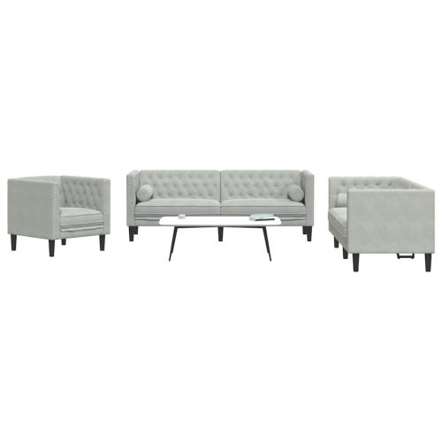 Диван за всекидневна 3 pcs Светлосиво 194 x 74,5 x 70,5 см