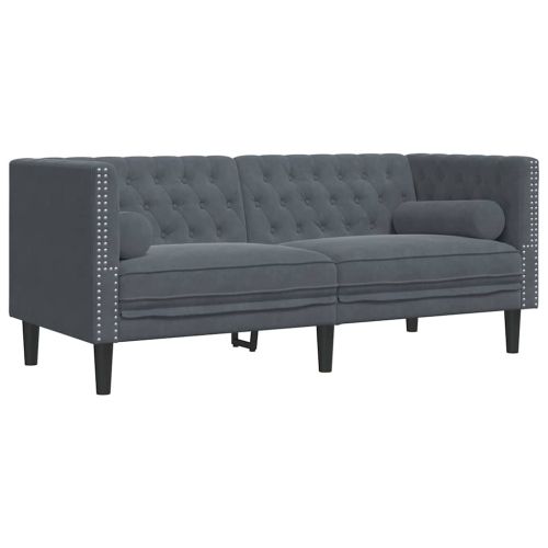 Диван за всекидневна 3 pcs Тъмен сив 194 x 74,5 x 70,5 см