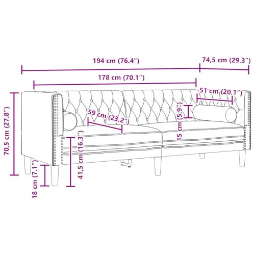 Диван за всекидневна 3 pcs Тъмен сив 194 x 74,5 x 70,5 см