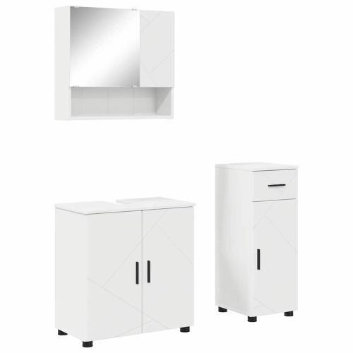 Комплект мебели за баня 3 pcs Бяло Инженерно дърво & Метал
