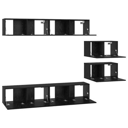 Комплект ТВ шкаф 6 pcs Черния дъб Инженерно дърво