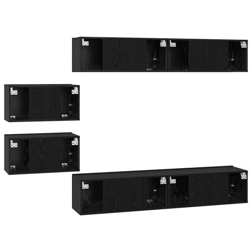 Комплект ТВ шкаф 6 pcs Черния дъб Инженерно дърво