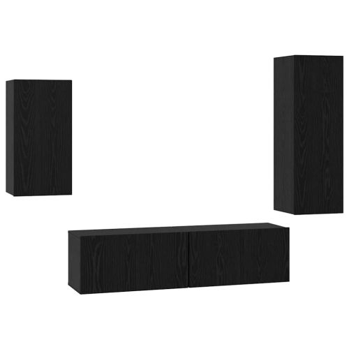 Комплект ТВ шкаф 4 pcs Черния дъб Инженерно дърво