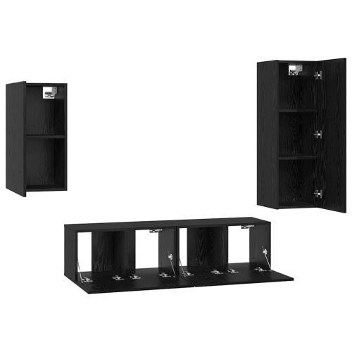 Комплект ТВ шкаф 4 pcs Черния дъб Инженерно дърво