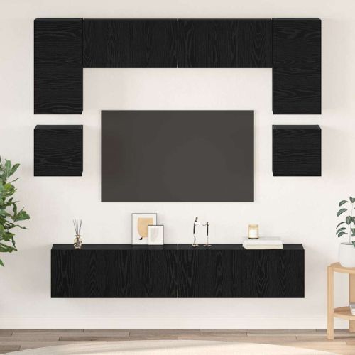 Комплект ТВ шкаф 8 pcs Черния дъб Инженерно дърво