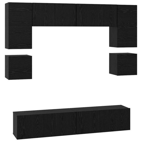 Комплект ТВ шкаф 8 pcs Черния дъб Инженерно дърво