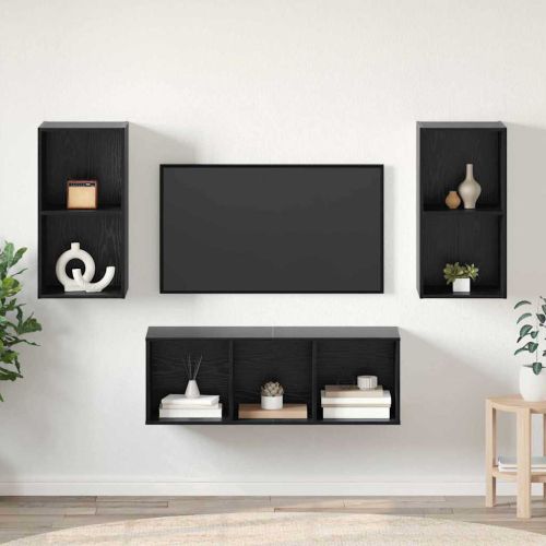 Комплект ТВ шкаф 3 pcs Черния дъб Инженерно дърво