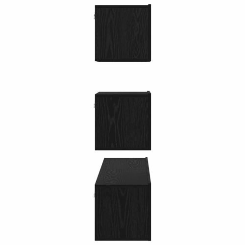 Комплект ТВ шкаф 4 pcs Черен дъб Инженерна дървесина