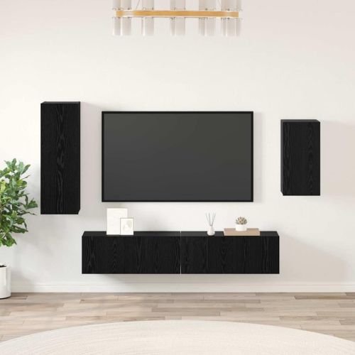 Комплект ТВ шкаф 4 pcs Черния дъб Инженерно дърво