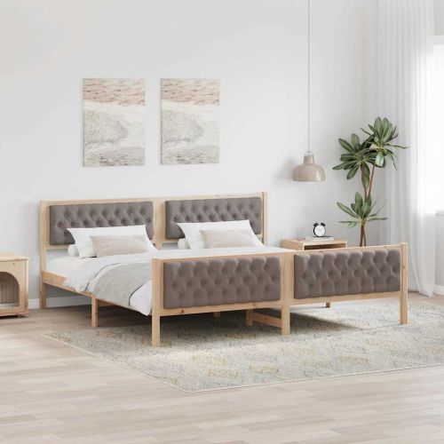 Рамка за легло Таупе 200 x 200 cm Солидно борово дърво