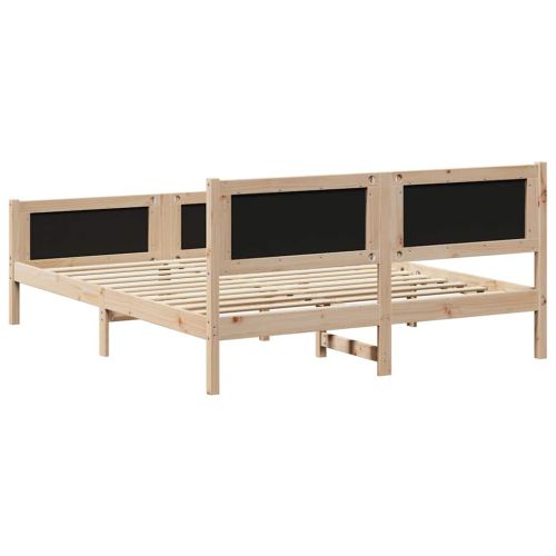 Рамка на леглото Кафяв и черен 150 x 200 cm Борово дърво масив