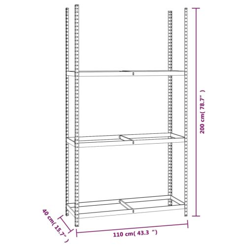 Стелаж за гуми с 2 рафта сребрист 110x40x200 см стомана