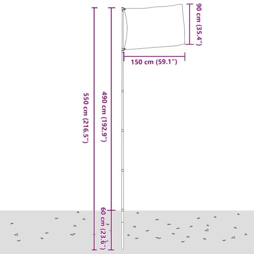 Флаг на Франция и стълб 5,5 м алуминий
