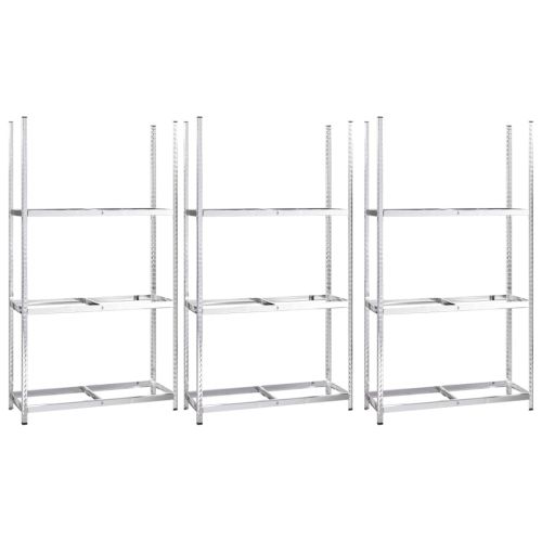 Стелажи за гуми с 3 рафта 3 бр сребристи 110x40x200 см стомана