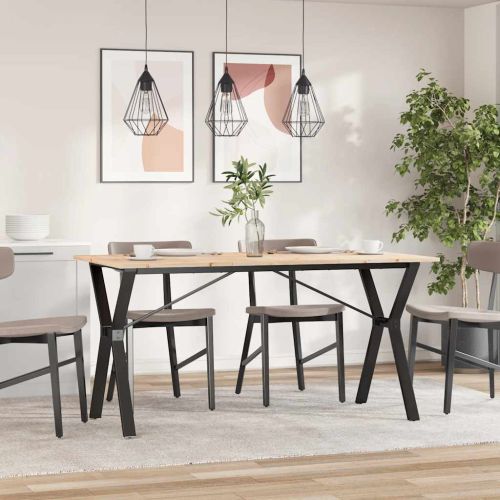 Трапезна маса Y-образна рамка 140x80x75 см бор масив и стомана