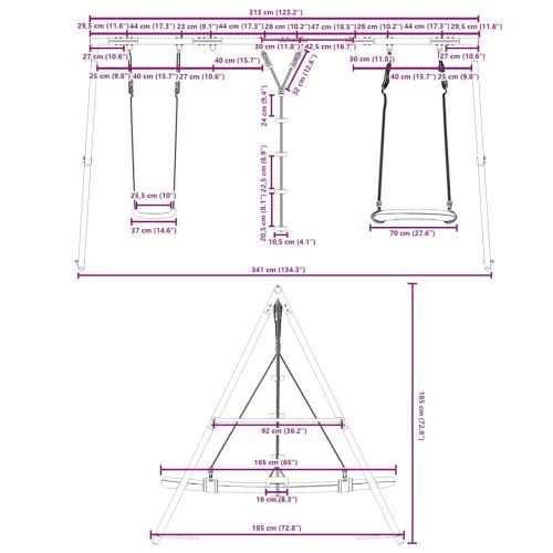 Външен комплект с люлка седалка, люлка с дискове и люлка гнездо