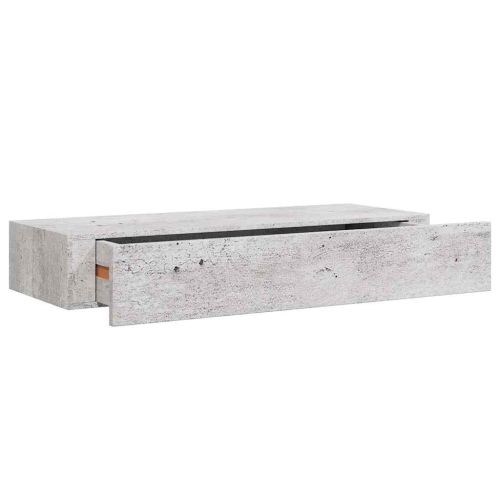 Стенни рафтове с чекмеджета 2 бр бетонно сив 60x23,5x10 см МДФ