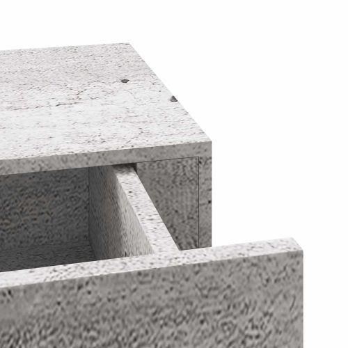 Стенни рафтове с чекмеджета 2 бр бетонно сив 60x23,5x10 см МДФ
