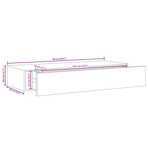 Стенни рафтове с чекмеджета 2 бр бетонно сив 60x23,5x10 см МДФ