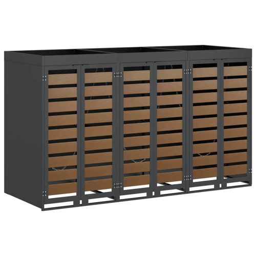 Контейнер за съхранение на 3 коша Антрацит Стомана