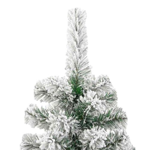 Изкуствено коледно дърво с хингед Зелен и бял 180 cm