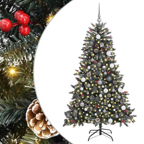 С изкуствено коледно дърво с 300 LED светодиода Зелен 180 cm