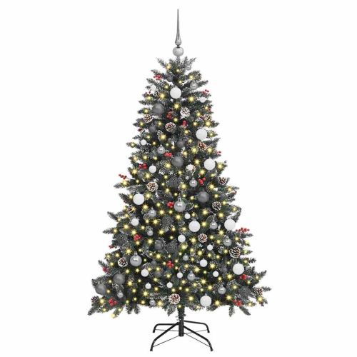 С изкуствено коледно дърво с 300 LED светодиода Зелен 180 cm