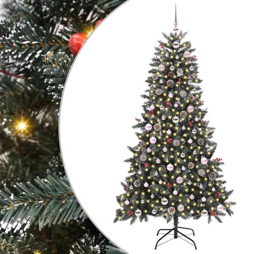 С изкуствено коледно дърво с 300 LED светодиода Зелен 180 cm