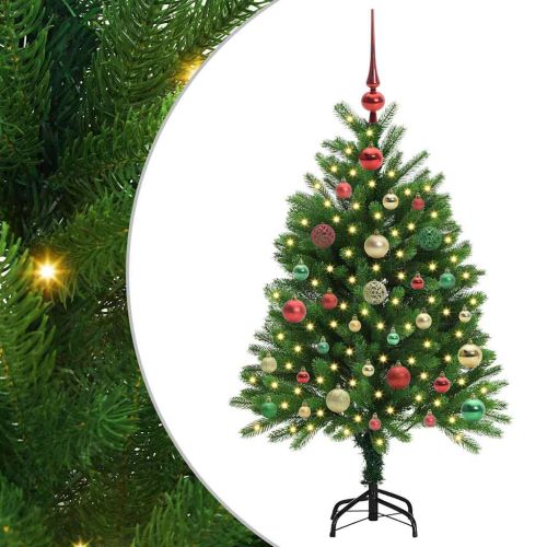 Коледно дърво с 150 LED светодиода с поставка Зелен 120 cm ПЕ