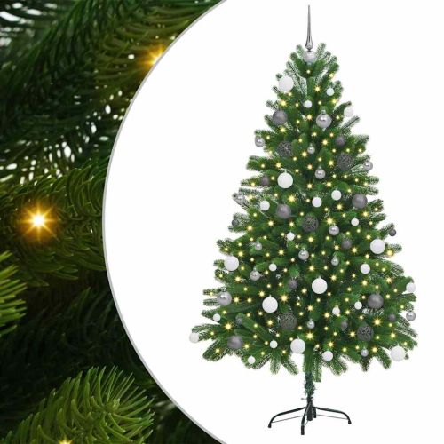 Коледно дърво с 300 LED светодиода с поставка Зелен 180 cm ПЕ