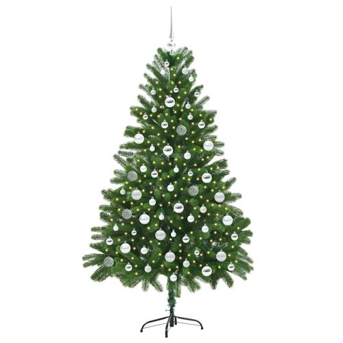 Коледно дърво с 300 LED светодиода с поставка Зелен 180 cm ПЕ
