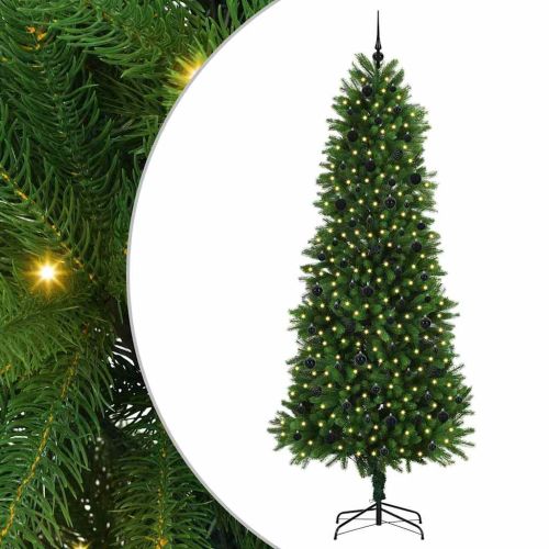 Коледно дърво с 300 LED светодиода с поставка Зелен 240 cm ПЕ