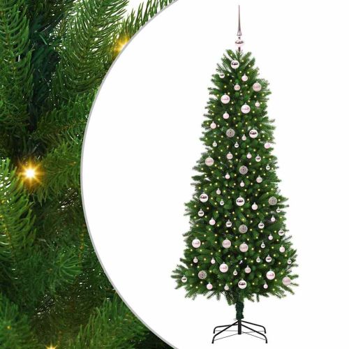 Коледно дърво с 300 LED светодиода с поставка Зелен 240 cm ПЕ