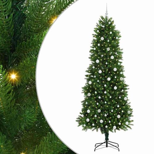 Коледно дърво с 300 LED светодиода с поставка Зелен 240 cm ПЕ