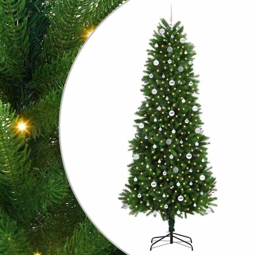 Коледно дърво с 300 LED светодиода с поставка Зелен 240 cm ПЕ
