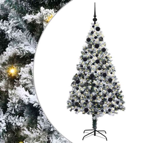 С изкуствено коледно дърво с 300 LED светодиода Бяло 180 cm